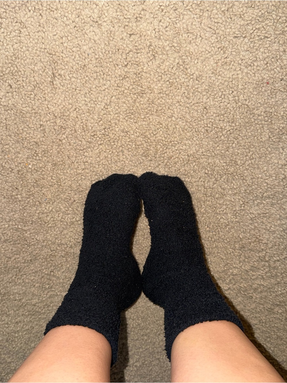 Plush Black Crew Socks for Women - Cozy Everyday Comfort